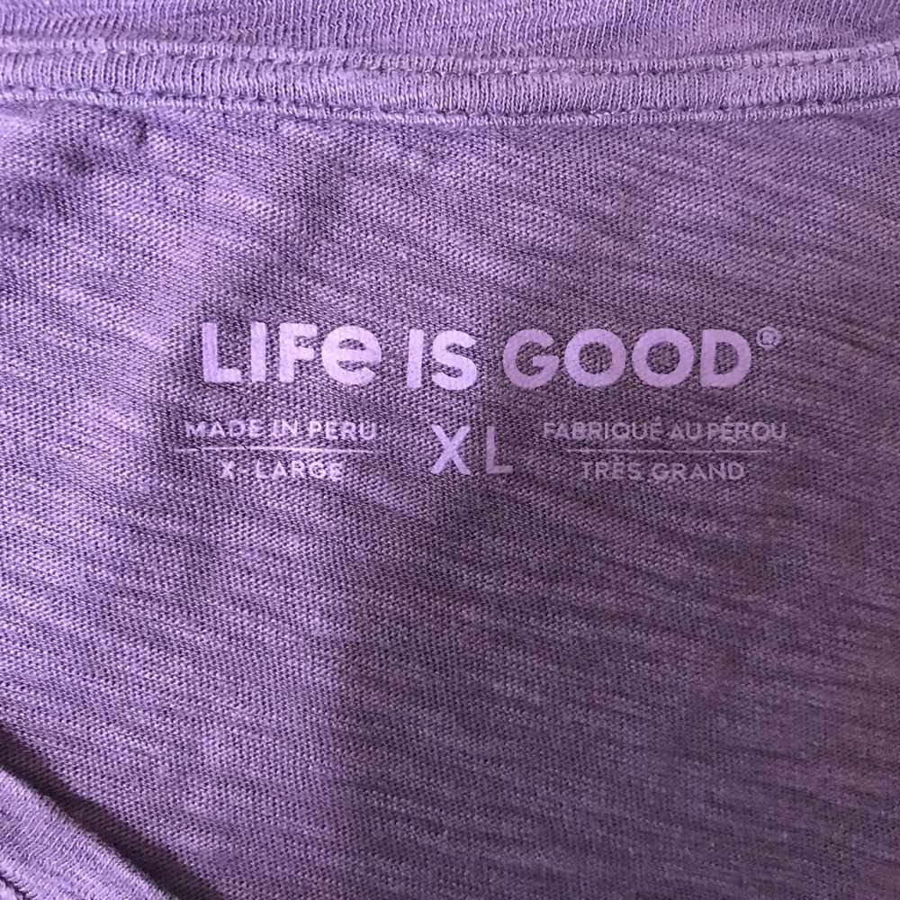 Life Is Good Women's Long Sleeve Tee in Plum with Sunset Graphic - Picture 7 of 7